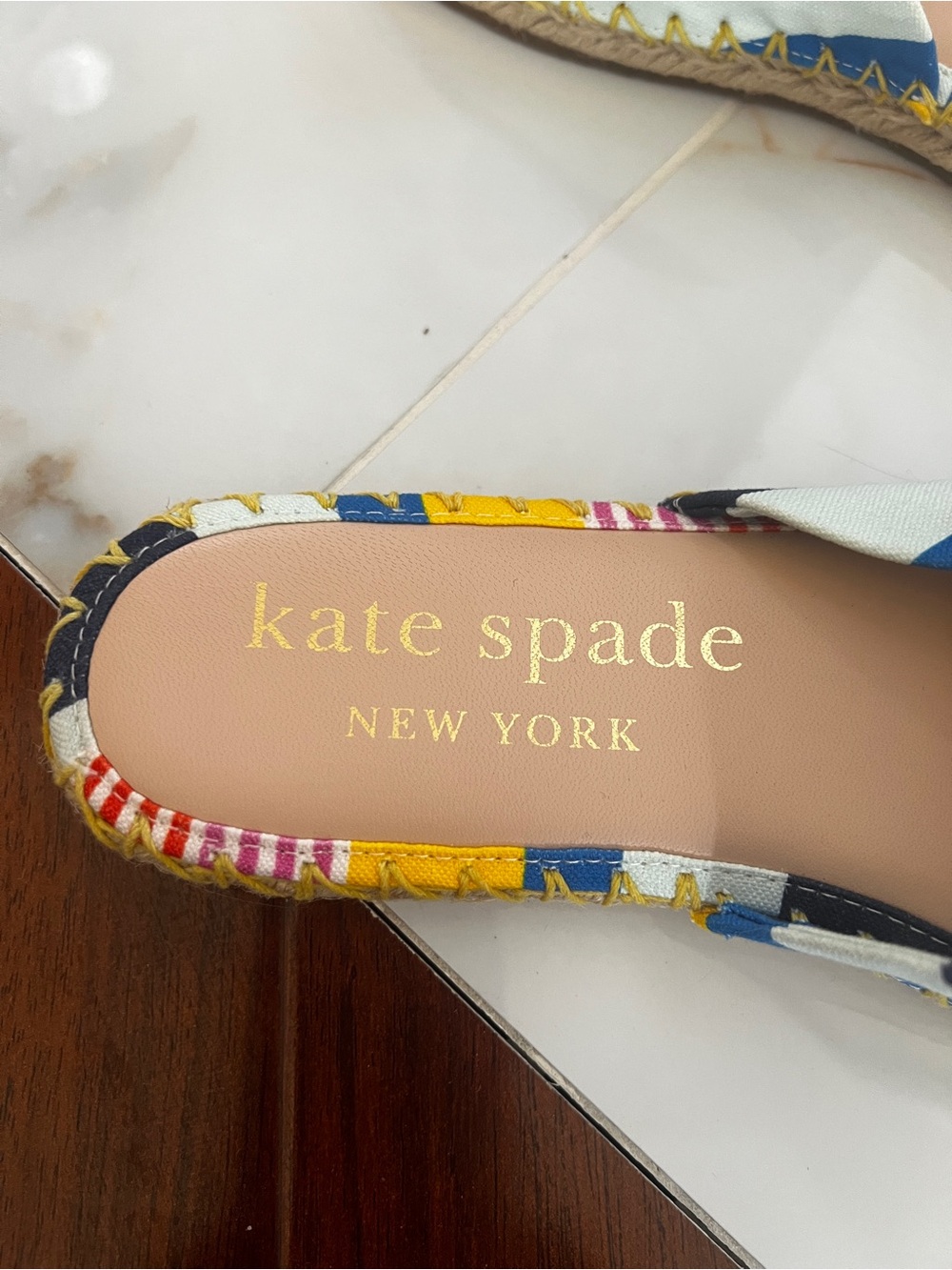kate spade Multicolor Knotted Slide Mules - Yellow, Blue, Black - Picture 3 of 5